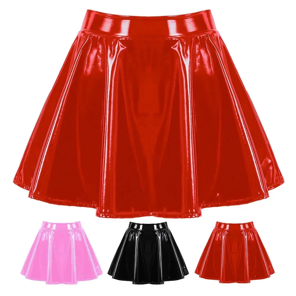 Patent Gloss Pleated Skirt - Image 5