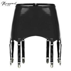 Wet Look Garter Mini Skirt