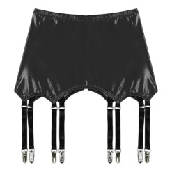 Wet Look Garter Mini Skirt - Image 3