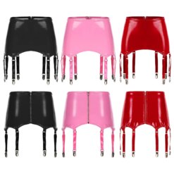 Wet Look Garter Mini Skirt - Image 5