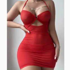 Femboy Sheer Mesh Top - XL, Red