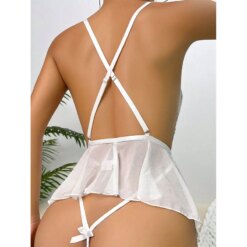 Always Ready Sissy Crotchless Bodysuit - L, 240white