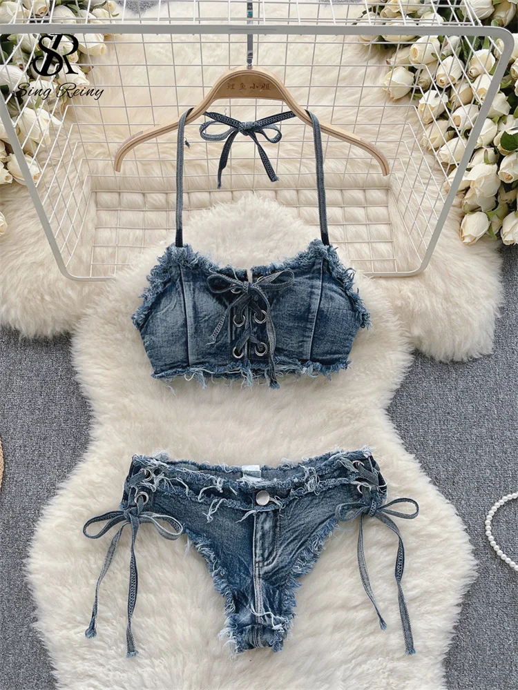 Femboy Pin Up Denim Bikini