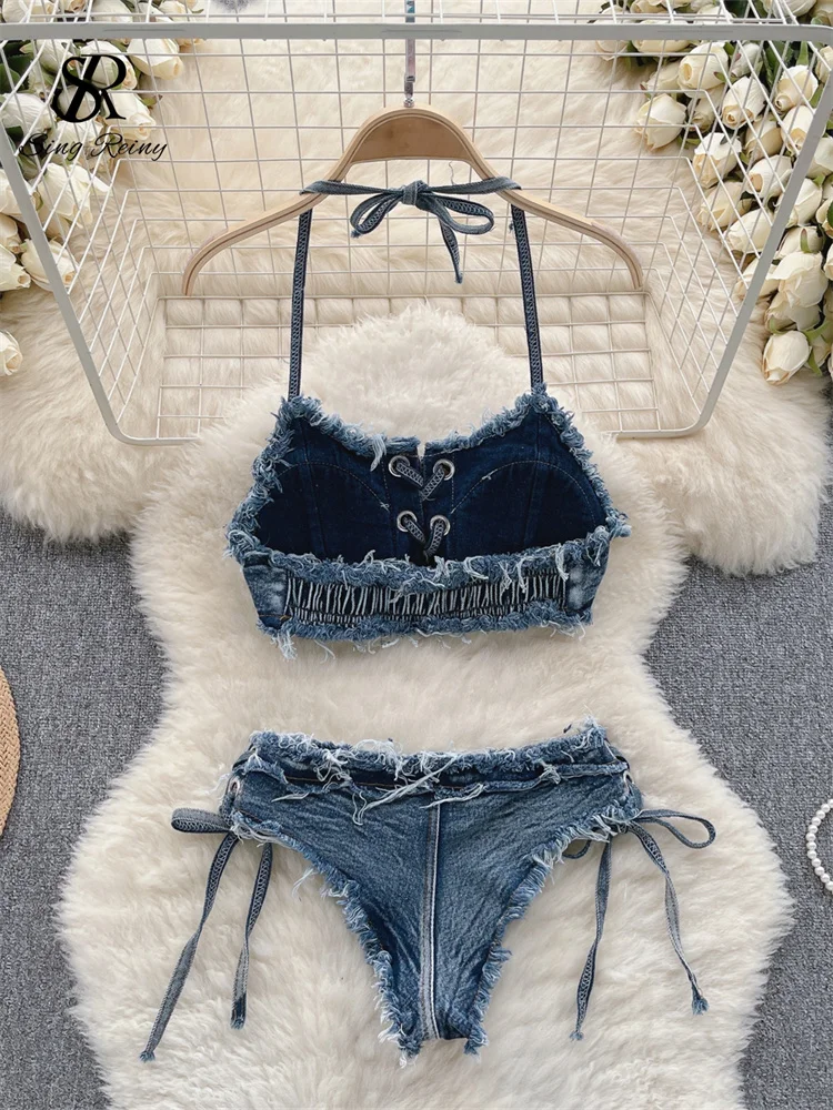 Femboy Pin Up Denim Bikini - Image 2