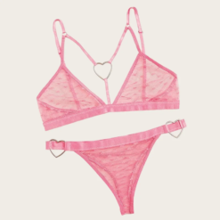 Heart Print Ring Lingerie Set