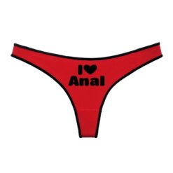 I Love Anal Cotton G-String - L, Red Black 4