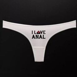 I Love Anal Cotton G-String - L, White 1