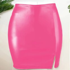 Zip Me Down Leather Skirt - M, Pink